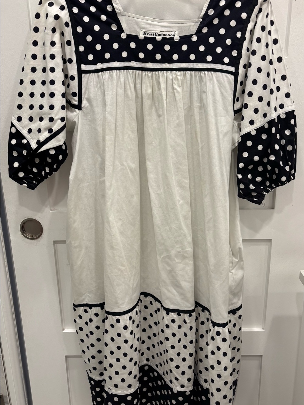 Krist Gudnason California Vintage Black & White Polka Dot Midi Dress / MuMu